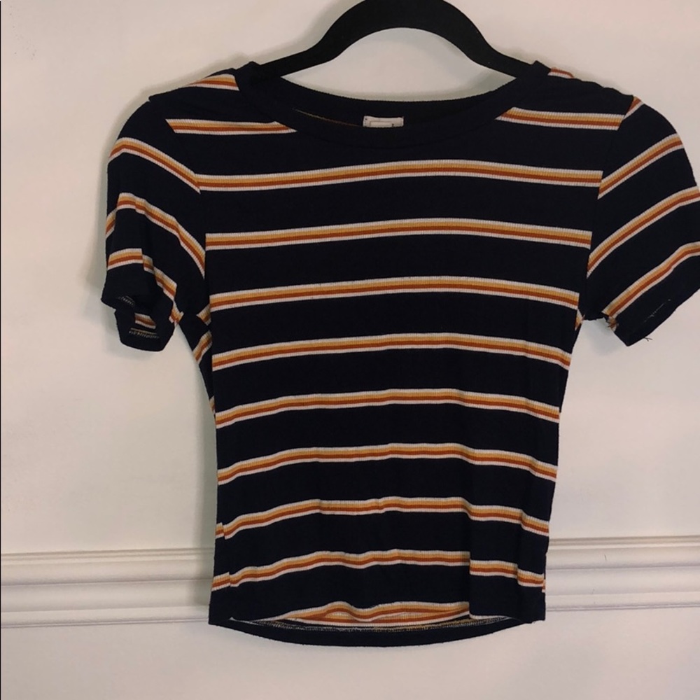 Blue Navy striped Garage crop T-shirt